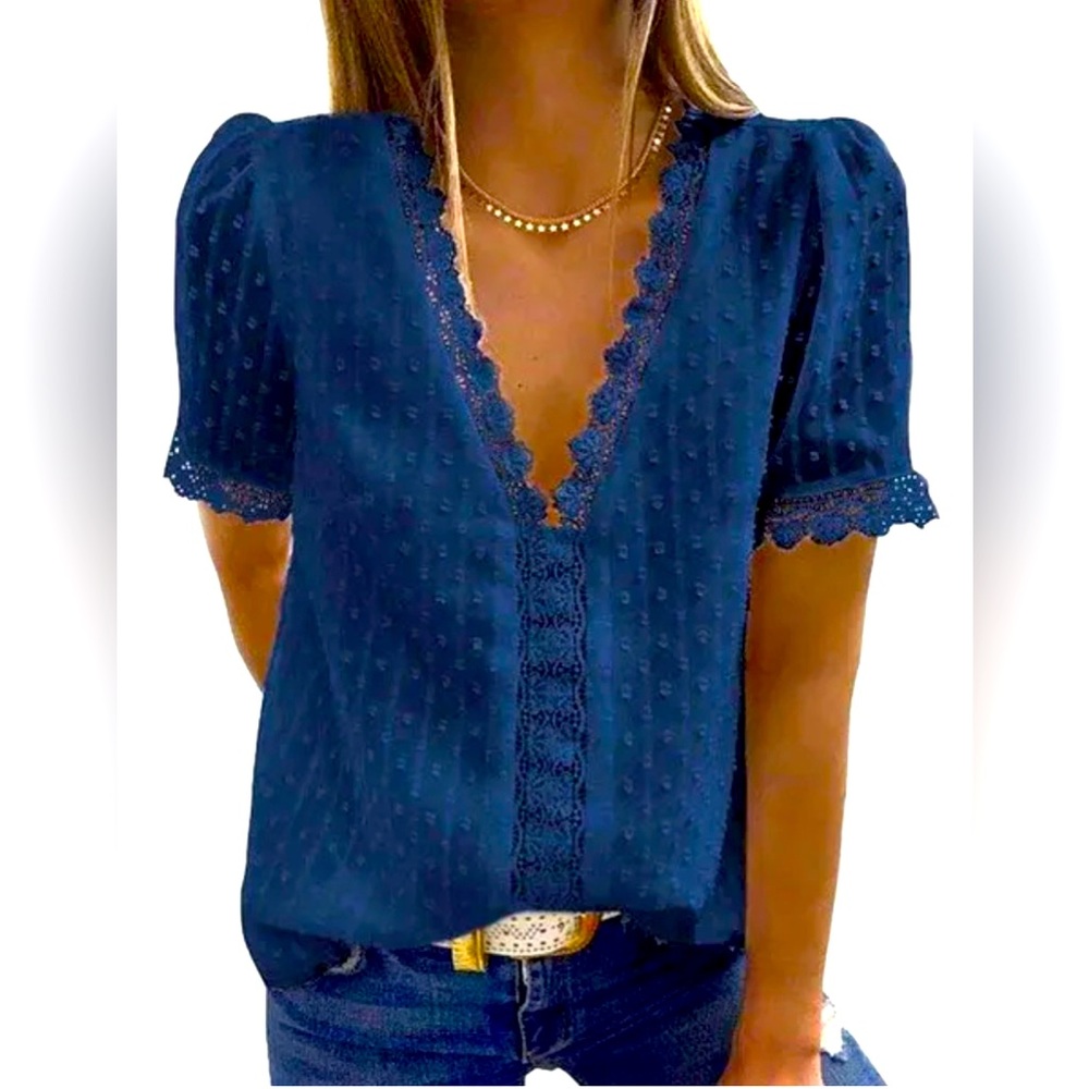 RESERVED Host Pick❣️New Women’s Navy Sheer Floral Chiffon Blouse Sz XS